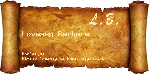 Lovassy Barbara névjegykártya